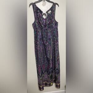 ECI Purple Floral Paisley Maxi Dress Size 12 Sleeveless